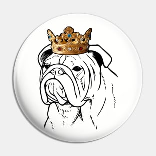 Bulldog Dog King Queen Wearing Crown Pin