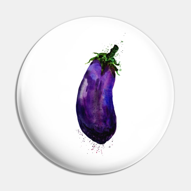 Eggplant Aubergine Watercolor Pin by ZeichenbloQ