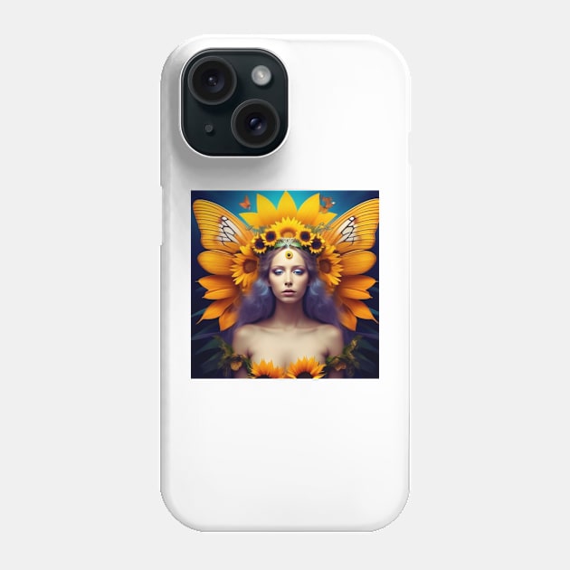 Sunflower Butterfly Goddess Phone Case by karissabest