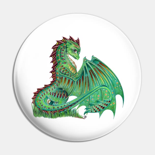 Fancy Patterned Green Dragon Pin by Sandra Staple