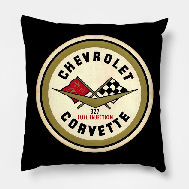 Chevrolet Corvette 327 Fuel Injection Engine Pillow by Desert Owl Designs