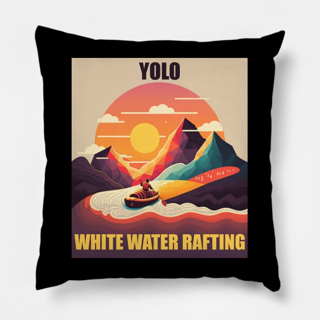 White Water Rafting - Yolo Pillow by i2studio