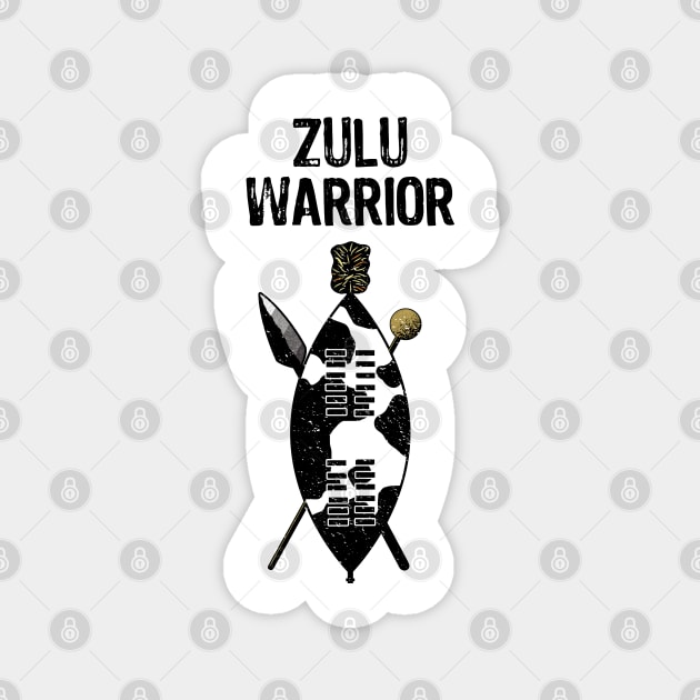 Zulu Warrior Shield Cow Hide Spear Knobkerrie South Africa Magnet by BraaiNinja