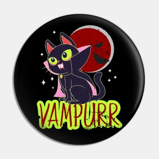 Halloween Vampire Cat Vampurr Funny Cat Lady Women Men Pin