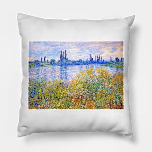 'Flowers on the Banks of Seine near Vetheuil' by Claude Monet REMASTERED TECHNICOLOR Pillow