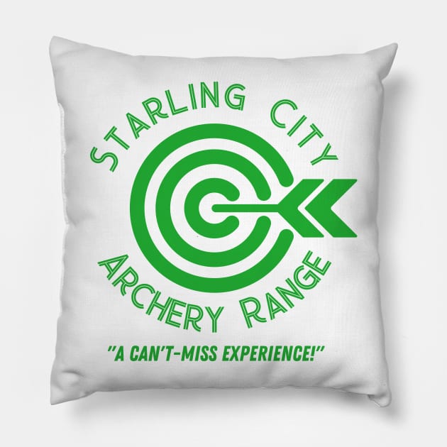 Starling City Archery Range (green) Pillow by Damn_Nation_Inc