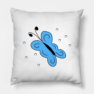 Blue butterfly. Summer illustration. Lightness, flight. Women's, children's design Pillow