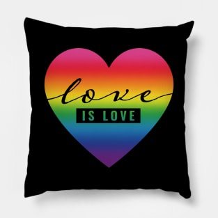 Valentines Day Gift - Love is Love - Pride Rainbow Heart Pillow