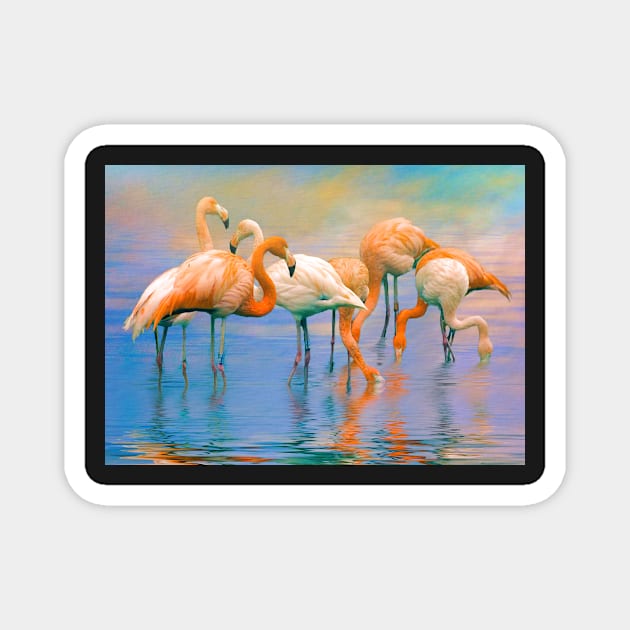 Caribbean Flamingos Magnet by Tarrby