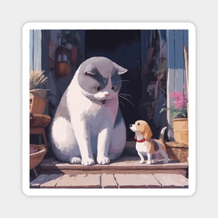 Cat with little dog friend Magnet