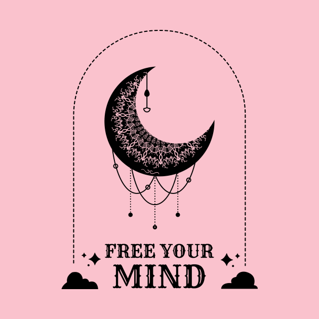 free your mind mystical moon child by Tip Top Tee's