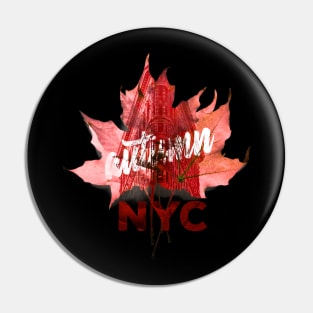 New York building inside a leaf autumn Pin