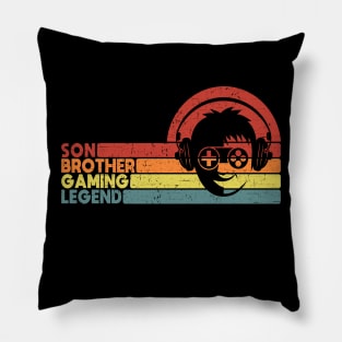 Son Brother Gaming Legend Gamer Gifts For Teen Boys Gaming Vintage Pillow