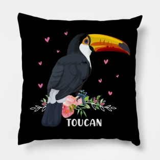 Vintage Retro Style Tropical Flowers Leaf Bird Toucans Pillow