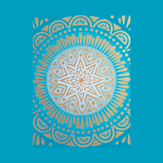 Gold on Aqua Mandala by SoozieWray