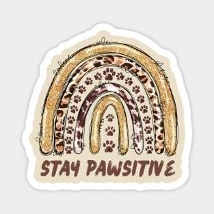Stay Pawsitive Cheetah Leopard Print Rainbow Magnet