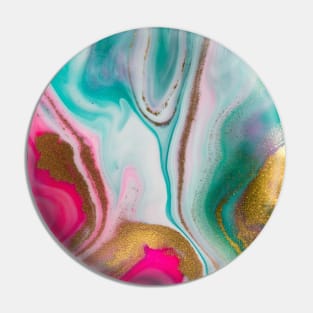 Pink And Green Marble Watercolour With Gold Effect Pin