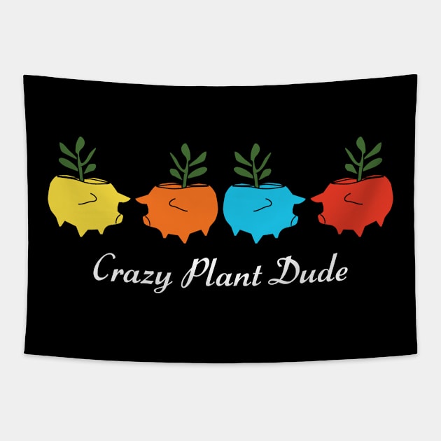 Crazy Plant Dude Pig Planter Tapestry by FruitflyPie