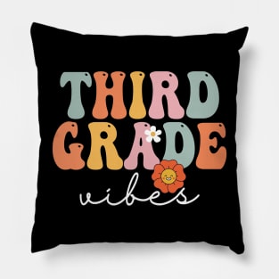 Third Grade Vibes Retro Groovy Vintage First Day Of School Pillow