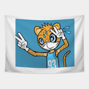 Masked Athlete Cheetah Tapestry