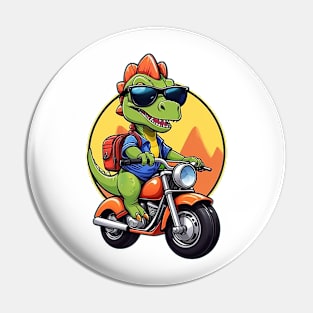 Motorbike Riding Dinosaur Pin