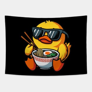 Duck With Sunglasses Eating Ramen Tapestry