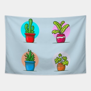 Plant Collection Set Cartoon Tapestry