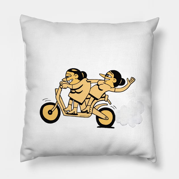 Bikers. Goin for It. Pillow by JonDelorme