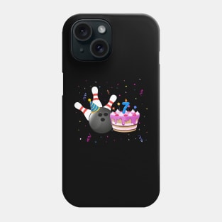 Bowling 7th Birthday Bday Party Kids 7 years Old Bowler Phone Case