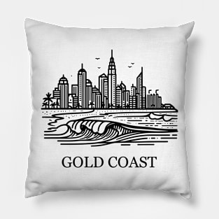 gold coast australia city simple line art illustration Pillow