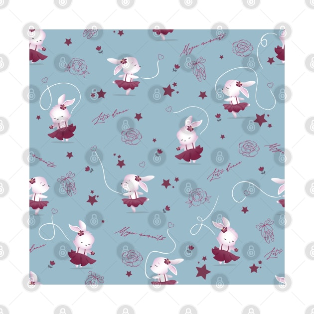 Magic moments with cute bunnies blue by Arch4Design