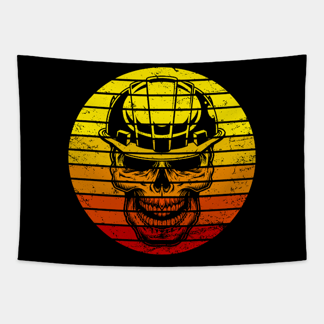 Skull Civil Engineering Construction Worker Retro Tapestry by Foxxy Merch