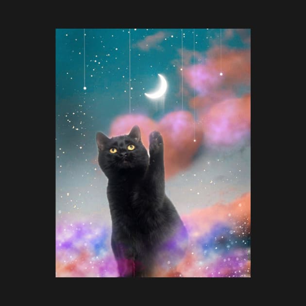 Black Kitty Magic, moon,  Magical witch kitty by Edgot