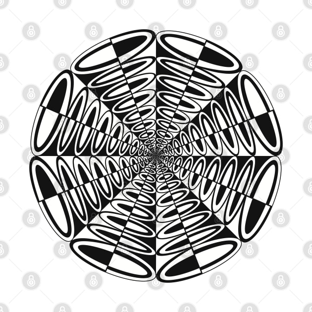 Circle Pop Mandala - Intricate Black and White Digital Illustration, Vibrant and Eye-catching Design, Perfect gift idea for printing on shirts, wall art, home decor, stationary, phone cases and more. by cherdoodles