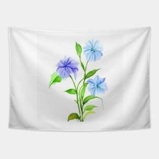 Blue Watercolor Flower Tapestry