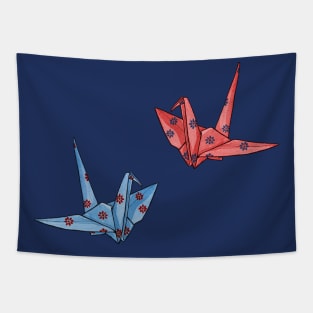 Folded Happiness Paper Cranes Tapestry