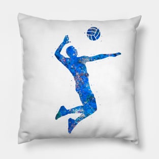 Volleyball player blue art Pillow