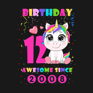 12th Birthday Girl Cute Unicorn I'm 12 Years Old Kid Gift T-Shirt