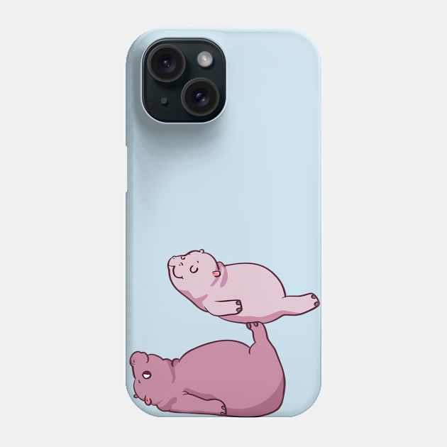 Acroyoga Baby Hippo Phone Case by huebucket