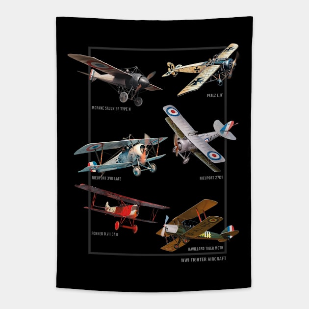 WWI Fighters Airplanes Tapestry by Jose Luiz Filho