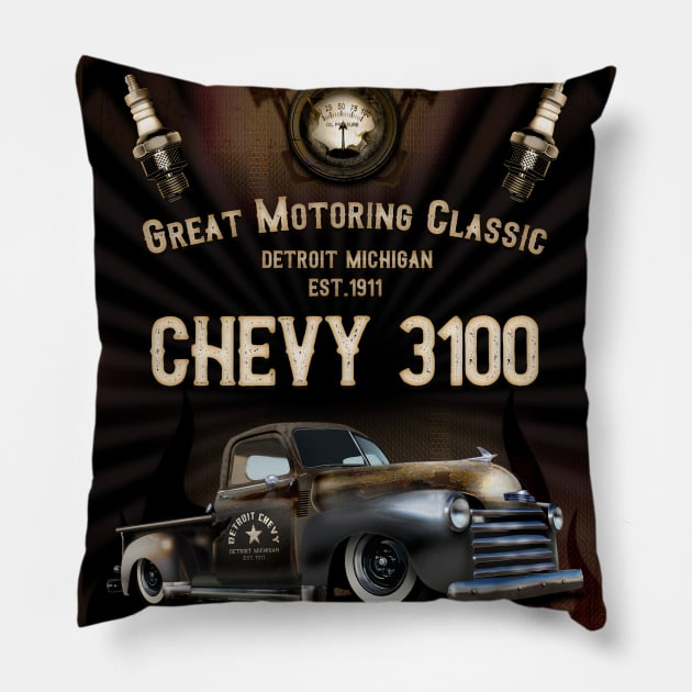 Chevy 3100 Classic Truck Pillow by hardtbonez