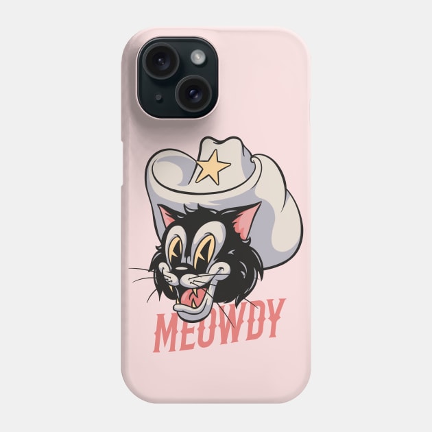 HOWDY MEOWDY | Retro Cartoon Cat Mascot Design Phone Case by anycolordesigns