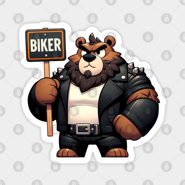 Leather Biker Bear Anthro Furry Art Magnet by Blue Bull Bazaar