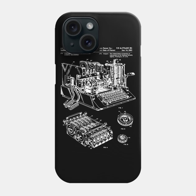 Enigma Machine Patent White Phone Case by Luve