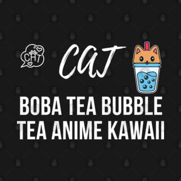 cat boba tea bubble tea anime kawaii by ZENAMAY