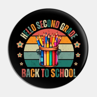 Hello Second Grade Back To School Vintage Pin