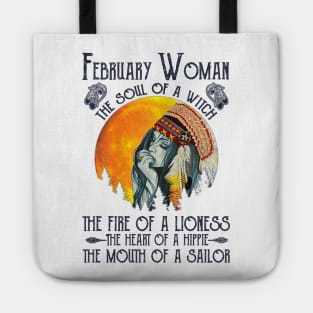 February Woman The Soul Of A Witch Girl Native American Birthday Tote