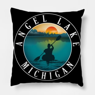 Angel Lake Kayaking Michigan Sunset Pillow