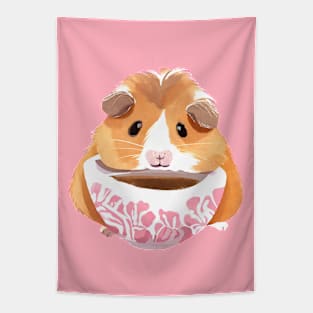 Cute Guinea Pig Drinking Coffee Tapestry