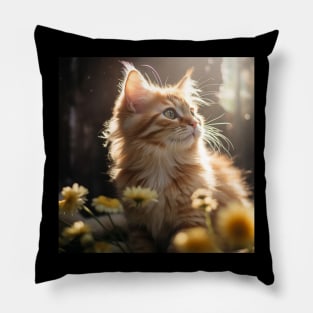 Orange kitten in the sunlight Pillow